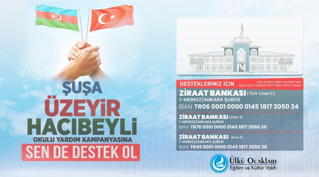 ÜLKÜ OCAKLARI’DAN KARDEŞ ÜLKE AZERBAYCAN’DAKİ OKUL PROJESİ İÇİN YARDIM KAMPANYASI